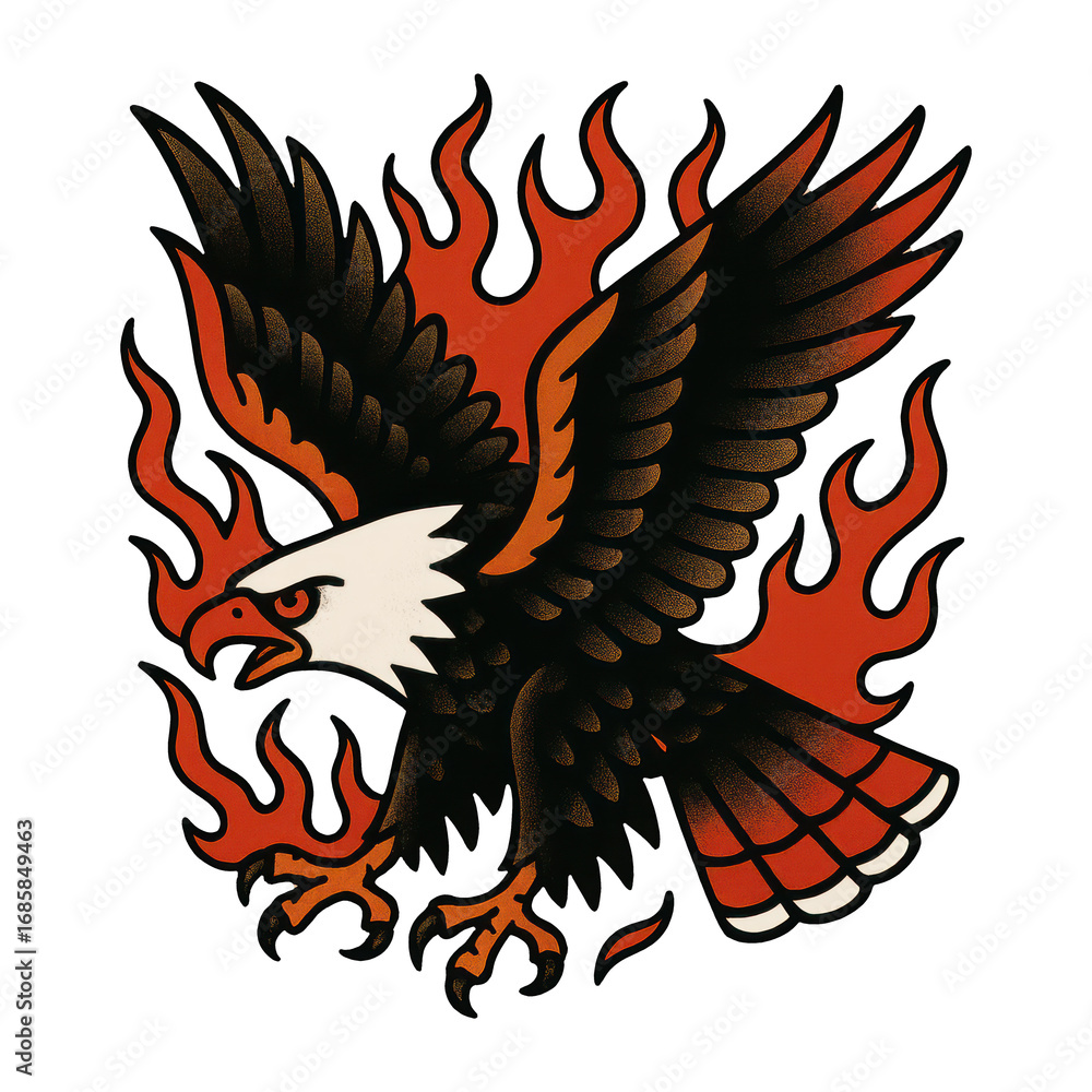 Fototapeta premium PNG Fiery eagle tattoo design