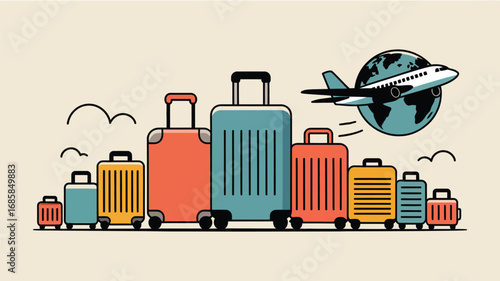 Luggage travel vacation tourism suitcase baggage journey trip adventure airplane globe