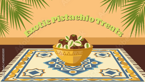 Exotic Pistachio Chocolate Treats in a Golden Bowl