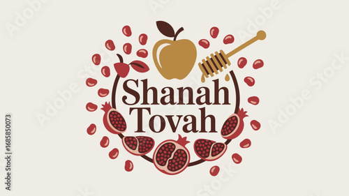 Shana tova holiday jewish new year rosh hashanah celebration apple honey pomegranate sweet