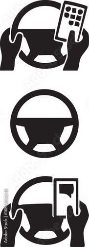 Texting While Driving Icon Road Safety Vector Illustration