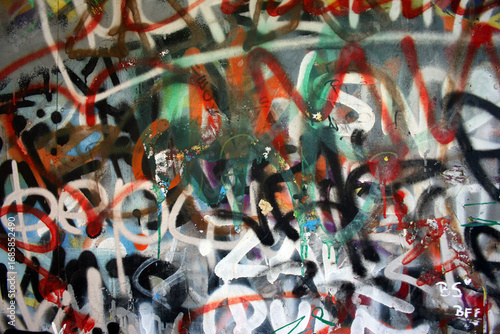 Graffiti, vibrant street art, layers of color and creativity to the urban landscape