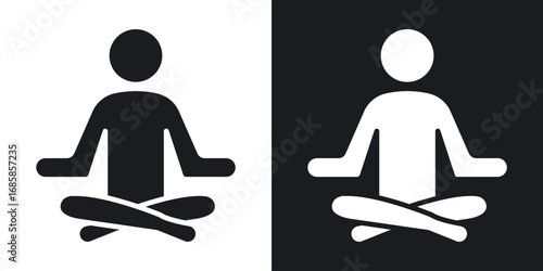 Yoga posture icons vectors in solid black and white style
