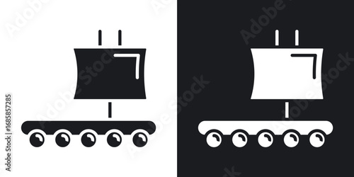 Wood Raft icons vectors in solid black and white style