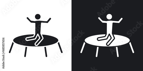 Trampolining icons vectors in solid black and white style