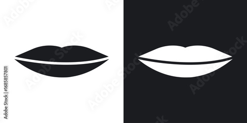 Thin lips icons vectors in solid black and white style