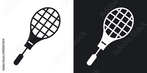 Tennis racket icons vectors in solid black and white style