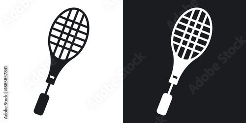 Tennis racket icons vectors in solid black and white style