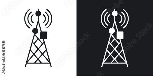 Telecom icons vectors in solid black and white style