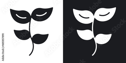 Tea leaves icons vectors in solid black and white style