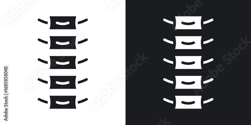 Spinal column icons vectors in solid black and white style