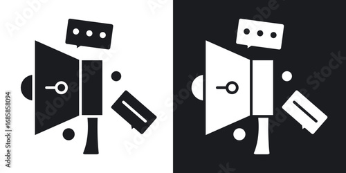 Social campaign icons vectors in solid black and white style