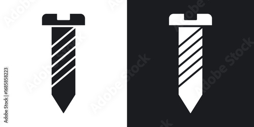Screw icons vectors in solid black and white style