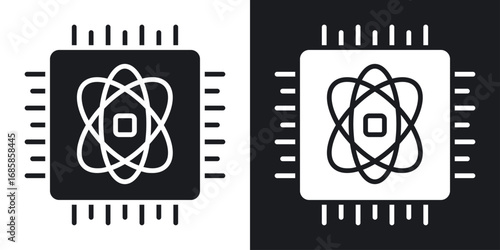 Quantum computing icons vectors in solid black and white style