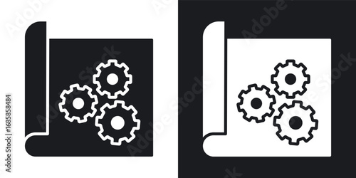 Prototyping icons vectors in solid black and white style