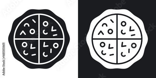 Pizza icons vectors in solid black and white style