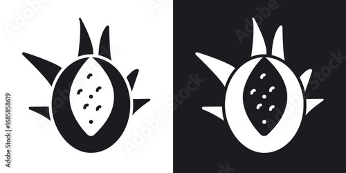 Pitaya icons vectors in solid black and white style