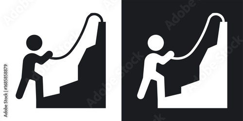 Mountain climb icons vectors in solid black and white style