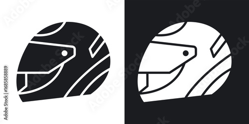 Motorcycle helmet icons vectors in solid black and white style