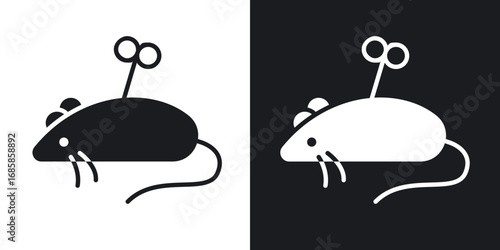 Mouse toy icons vectors in solid black and white style