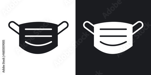 Medical mask icons vectors in solid black and white style