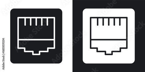 Lan icons vectors in solid black and white style
