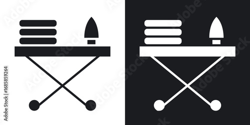 Iron board icons vectors in solid black and white style