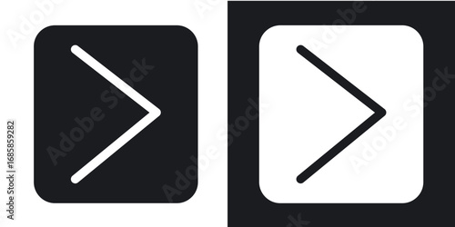 Is greater than icons vectors in solid black and white style