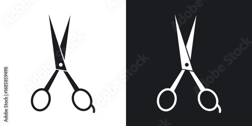 Hairdresser scissors icons vectors in solid black and white style