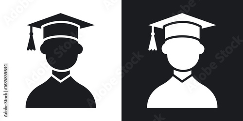 Graduated icons vectors in solid black and white style