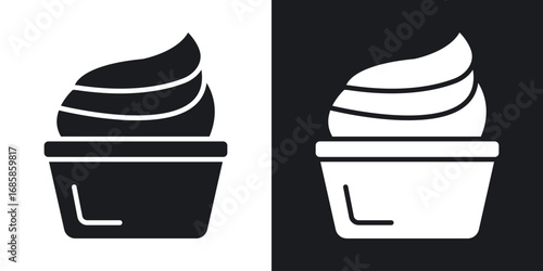 Frozen yogurt icons vectors in solid black and white style