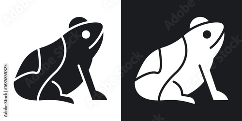 Frog icons vectors in solid black and white style