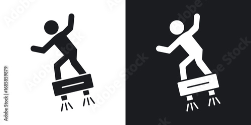 Flyboard icons vectors in solid black and white style