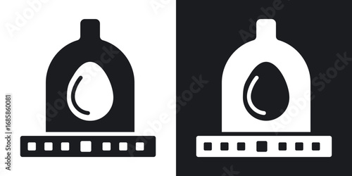 Egg incubator icons vectors in solid black and white style