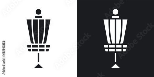 Disc golf icons vectors in solid black and white style