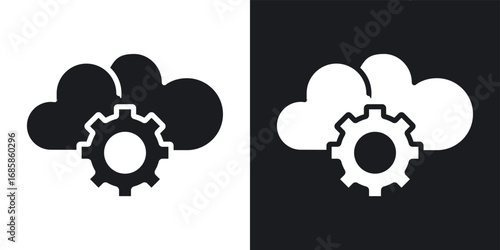 Devops icons vectors in solid black and white style