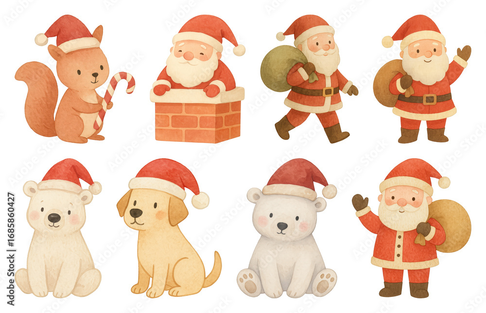 Obraz premium PNG Cute festive animal characters, element set on transparent background
