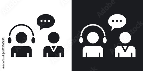 Counselling icons vectors in solid black and white style