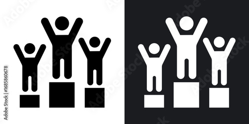 Competitors icons vectors in solid black and white style