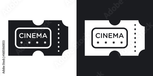 Cinema tickets icons vectors in solid black and white style