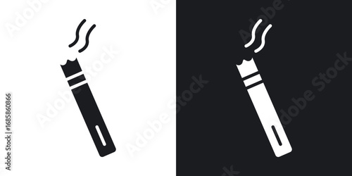 Cigarette icons vectors in solid black and white style