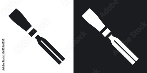 Chisel icons vectors in solid black and white style