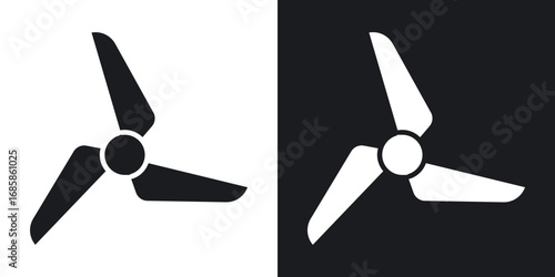 Ceiling fan icons vectors in solid black and white style
