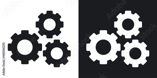COGS icons vectors in solid black and white style