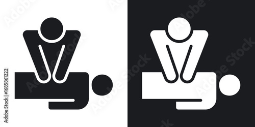 CPR icons vectors in solid black and white style