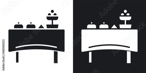 Buffet icons vectors in solid black and white style