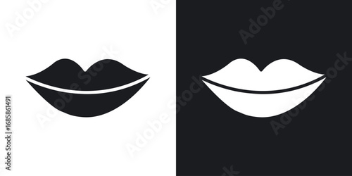 Big lips icons vectors in solid black and white style