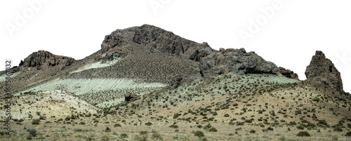 Steppe and rock mountains isolated photo