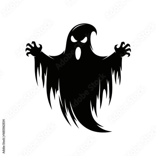 Vector art of frightening ghost silhouette, a classic symbol of halloween and paranormal activity