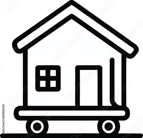 Mobile home icon represents dwelling unit on wheels property real estate business vector